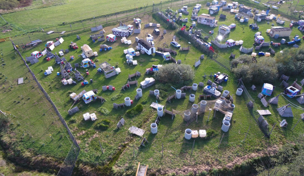 Aerial drone view of Arena Mocy paintball facility 20251001230444 - Arena Mocy paintball