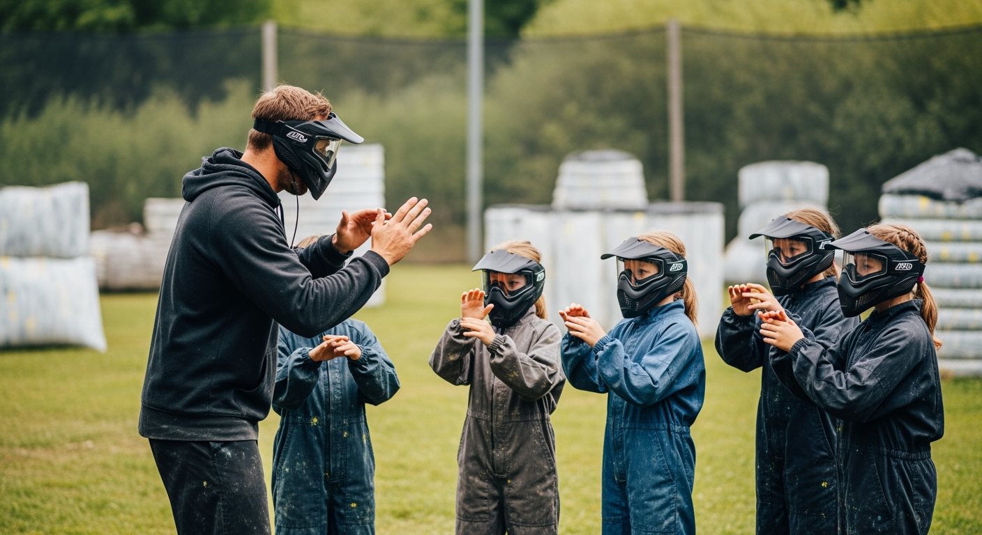 Professional paintball instructor teaching childre 20251002224630 - Arena Mocy paintball