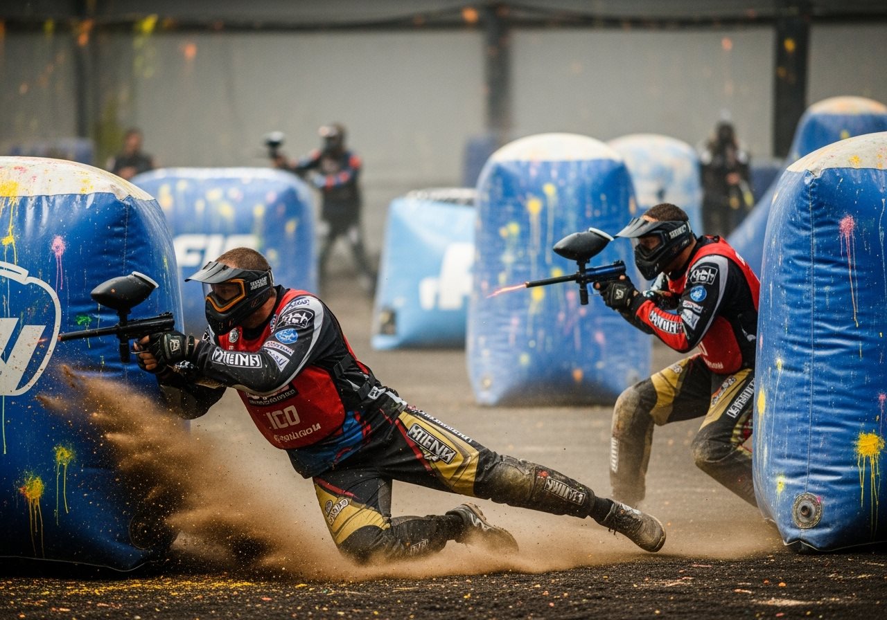 Professional paintball players wearing colorful pr 20251015201256 - Arena Mocy paintball